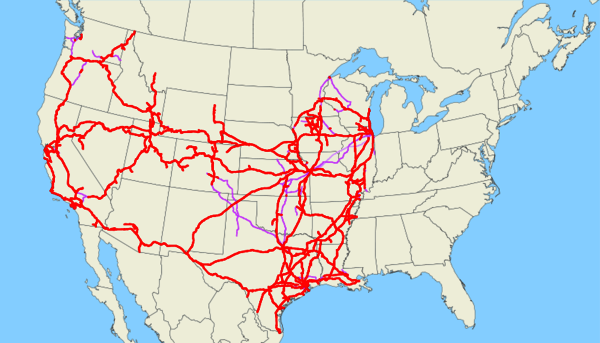 Netz der Union Pacific Railroad