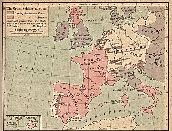 Historische Weltkarte: Schisma