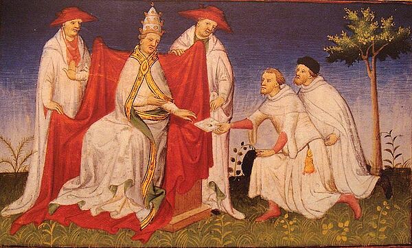 Niccolo und Matteo Polo übergeben dem Papst Nachrichten von Kublai Khan