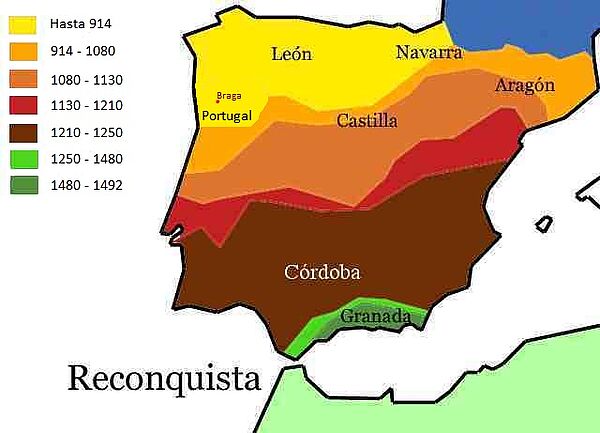 Karte zur Reconquista in Spanien