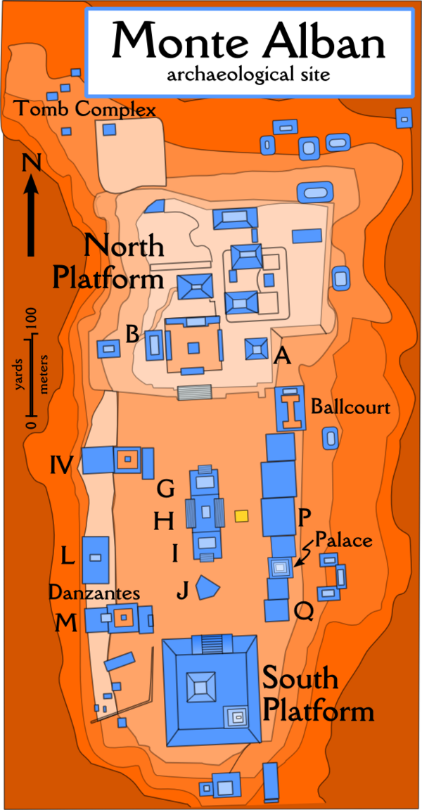 Monte Alban Lageplan Karte Monte Alban