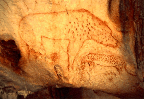 Höhlenhyäne und Panther in der Chauvet-Höhle