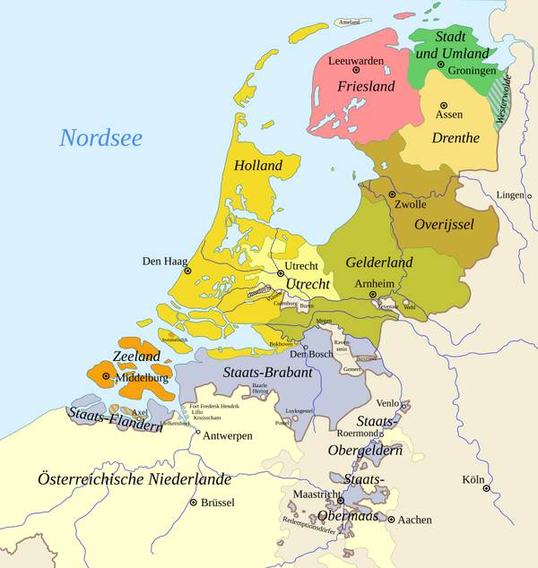 Karte Utrechter Union Vereinigte Niederlande