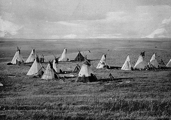 Lager der Cree Indianer