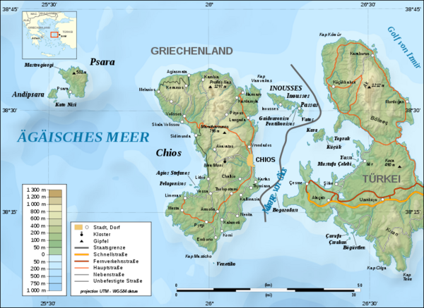 Karte der Insel Chios
