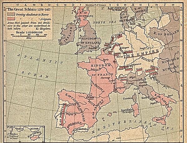 Historische Weltkarte: Schisma