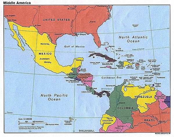 Heutige Staaten in Mittelamerika