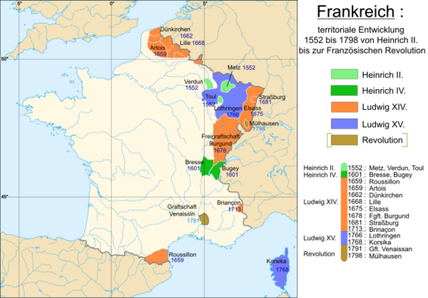 Frankreichs Grenzen 1798