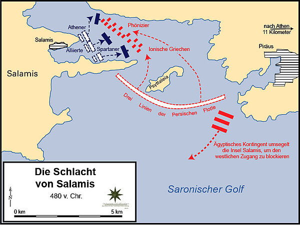 Karte von der Schlacht bei Salamis