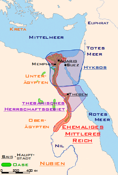 Karte Ausdehung der Hyksos in Ägypten