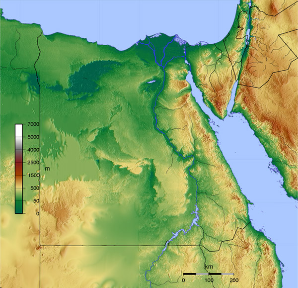 Topographische Karte Ägyptens