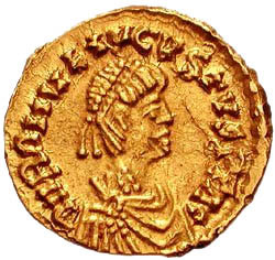Münze mit dem Konterfei von Romulus Augustus