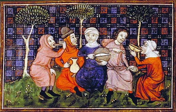 Bäuerinnen Pause bei der Feldarbeit im Mittelalter