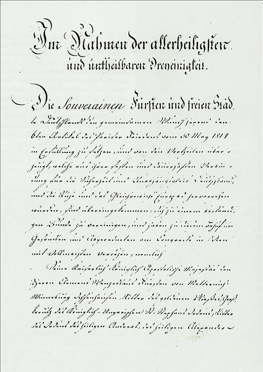 Erste Seite Bundesakte von 1815